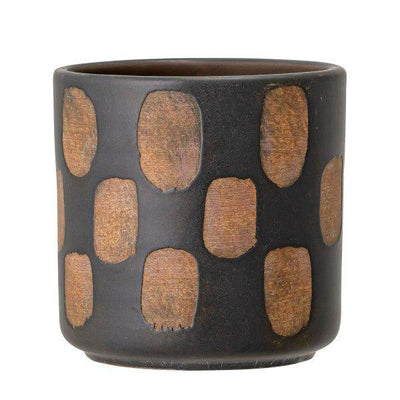 Avo Deco Black/Terracotta Check Pot by Bloomingville 12cm