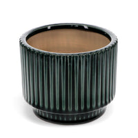 Ridged Plant Pot - Dark Green