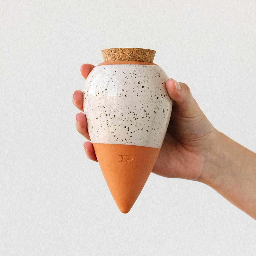 Pepin Self Watering Olla Speckled White - House of Kojo