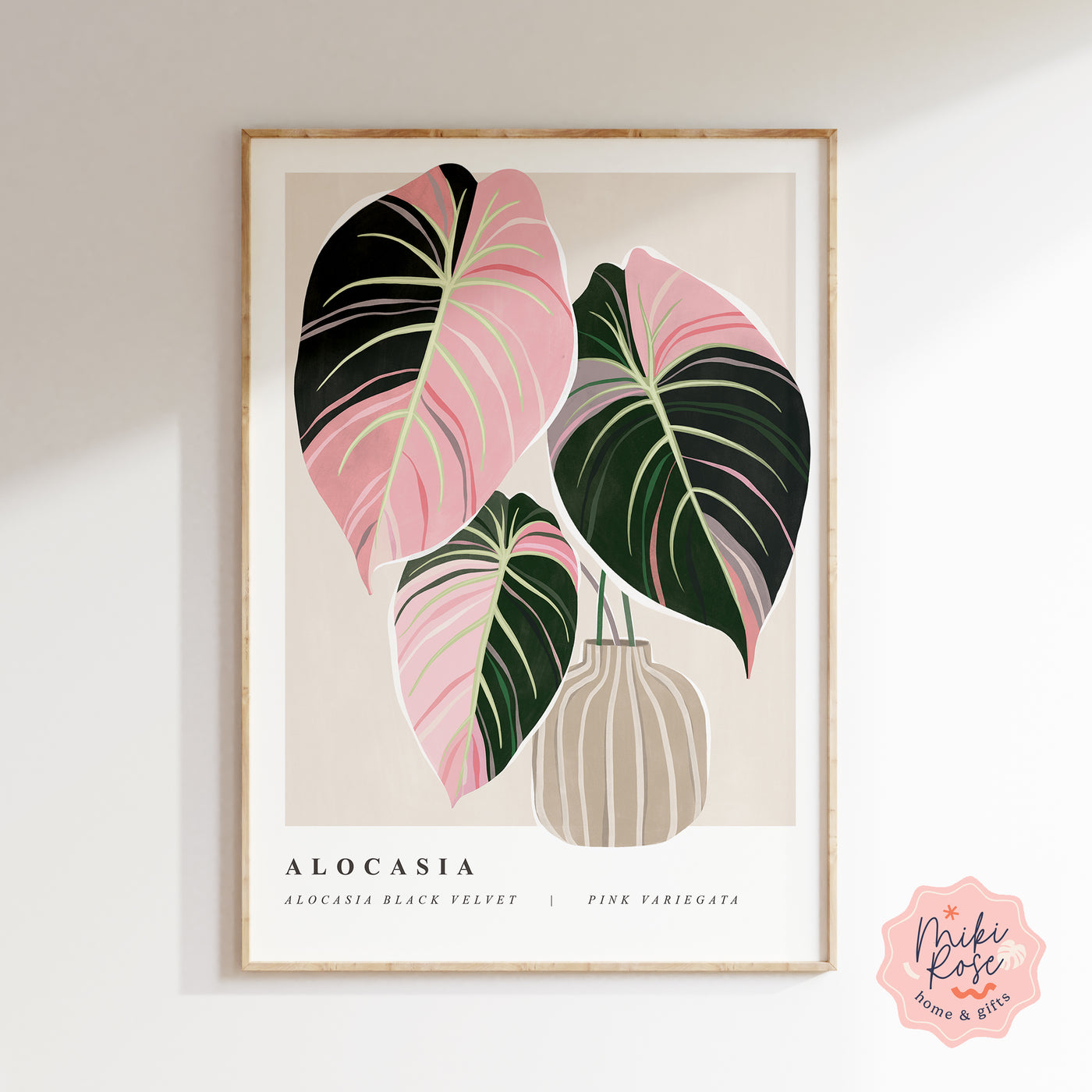 Variegated Alocasia Black Velvet Art Print - House of Kojo