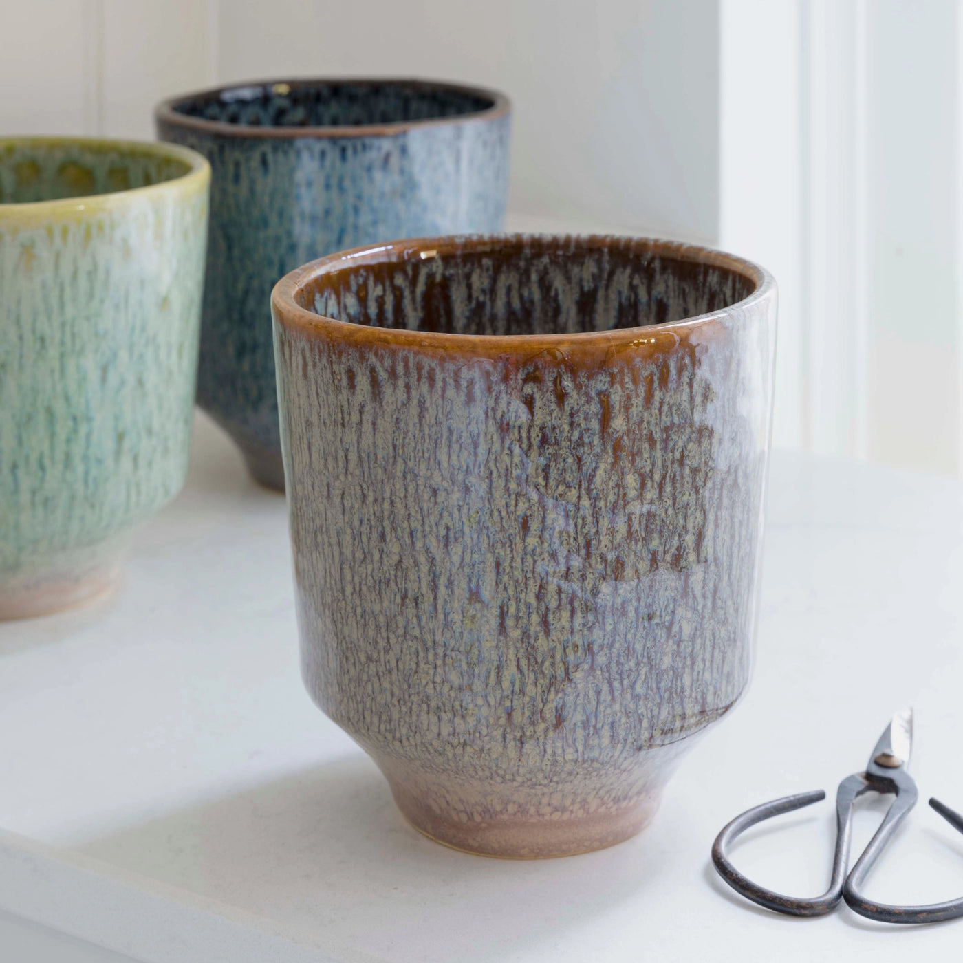 Reactive Glaze Earthenware Planter - Navy - House of Kojo