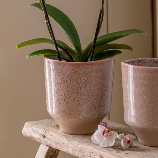 Reactive Glaze Earthenware Planter - Rose Pink - House of Kojo