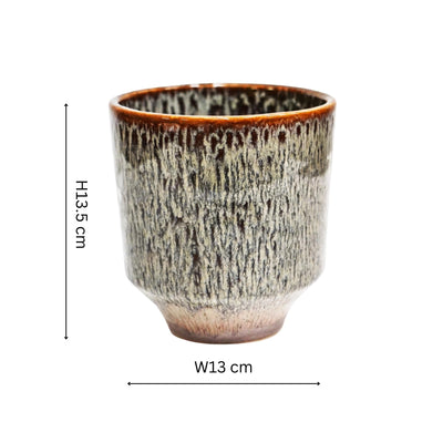 Reactive Glaze Earthenware Planter - Sage 13cm / Mocha