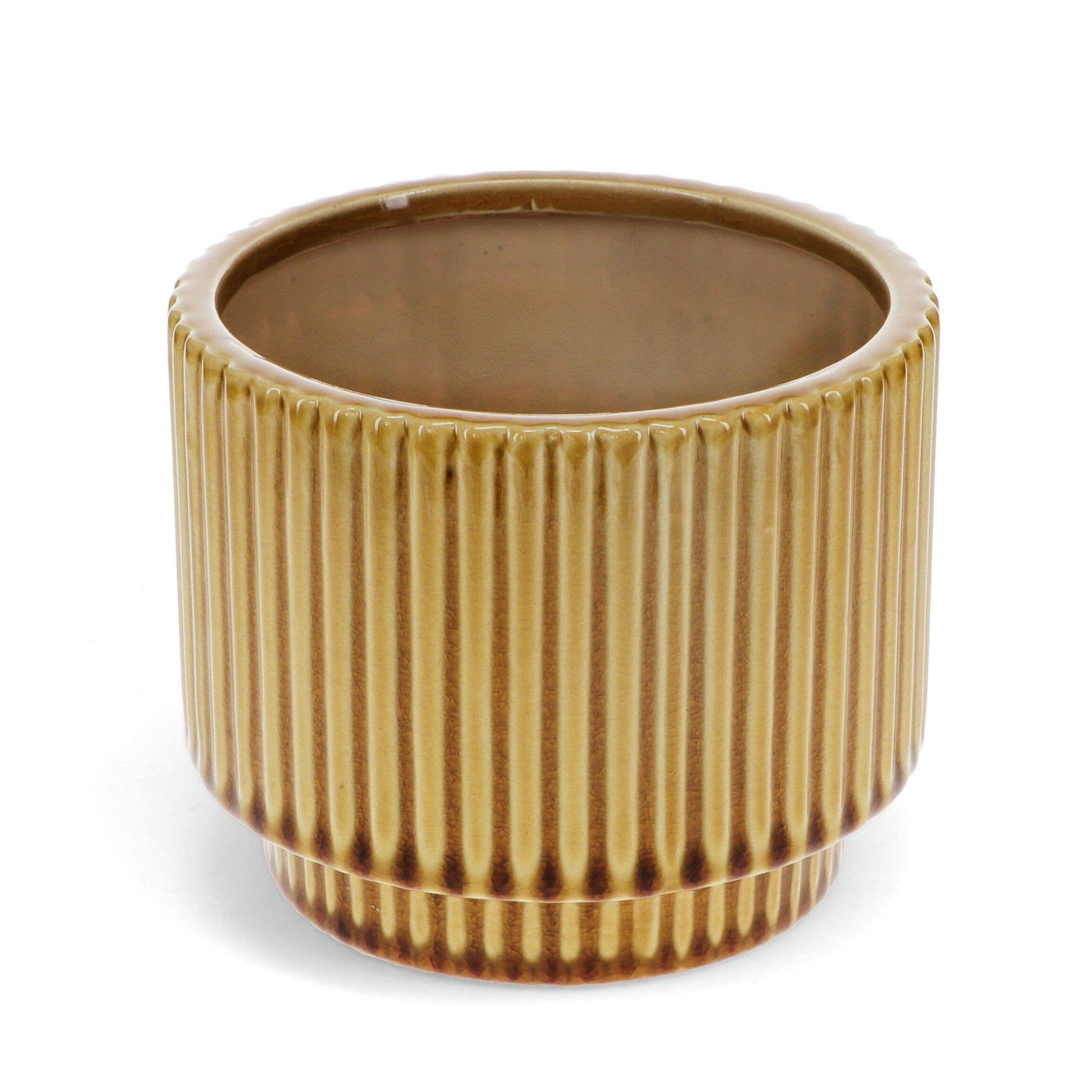 Ridged Plant Pot - Mustard - House of Kojo
