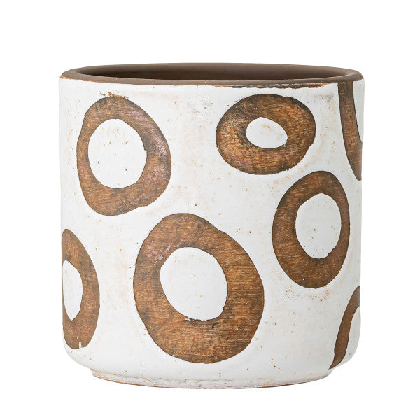 Avo Deco White/Terracotta Circle Pot - House of Kojo