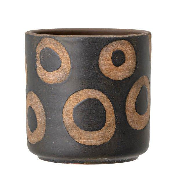 Avo Deco Black/Terracotta Circle Pot by Bloomingville - House of Kojo