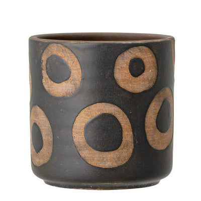 Avo Deco Black/Terracotta Circle Pot by Bloomingville 12cm
