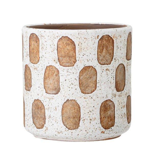 Avo Deco White/Terracotta Check Pot by Bloomingville - House of Kojo