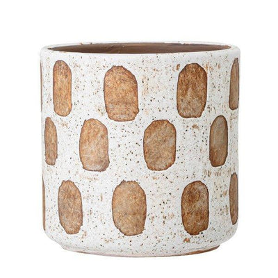 Avo Deco White/Terracotta Check Pot by Bloomingville 12cm