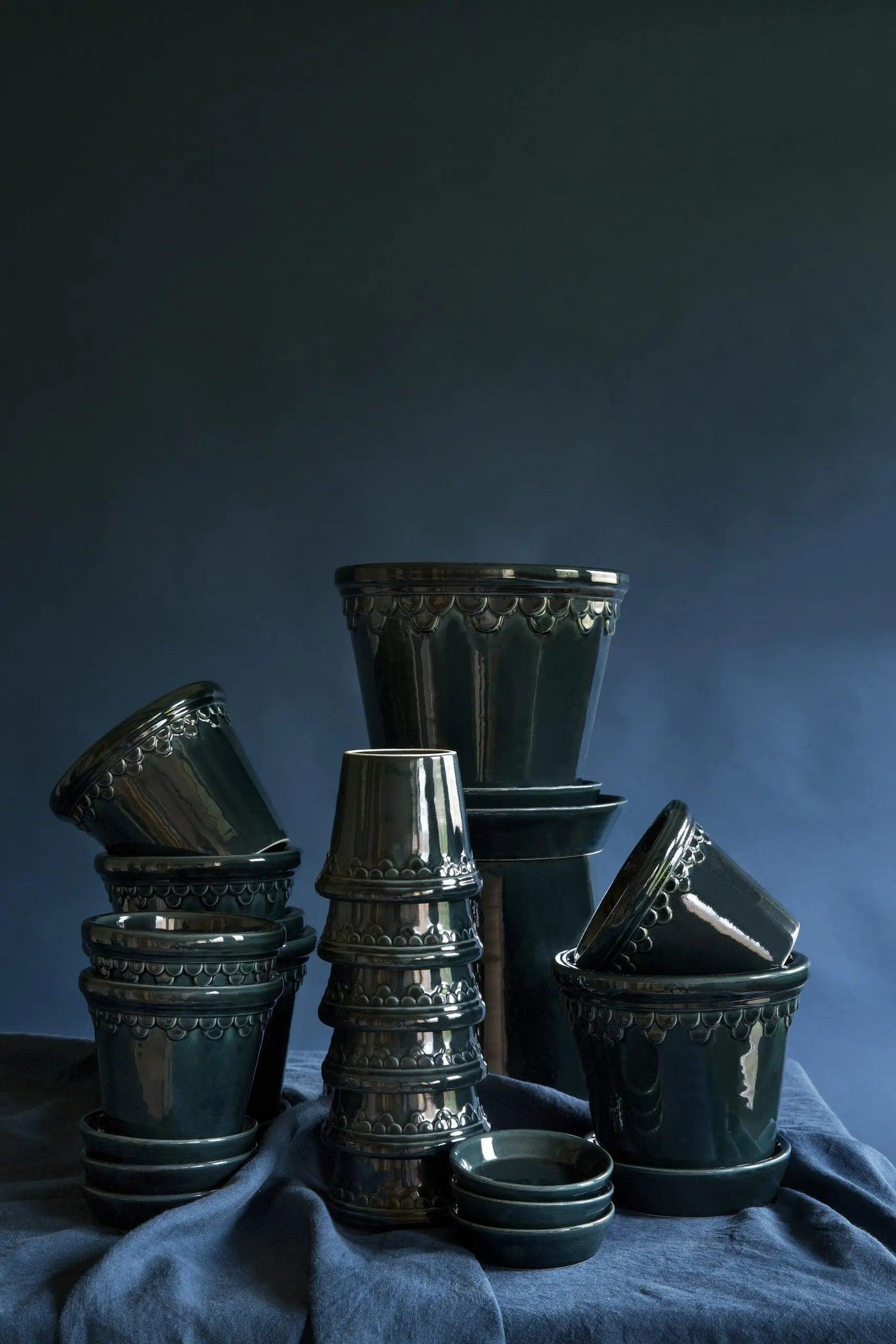 petrol blue plant pot Bergs Potter Petrol Blue Glazed Copenhagen Pot