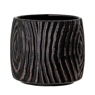 Hena Black Stoneware Pot by Bloomingville 13cm