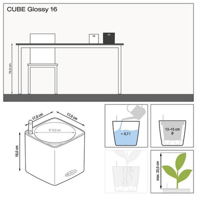 Lechuza CUBE Glossy 16 Self Watering Plant Pot - House of Kojo