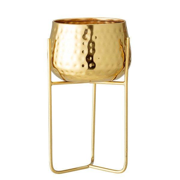 Russell Gold Metal Standing Plant Pot by Bloomingville - House of Kojo